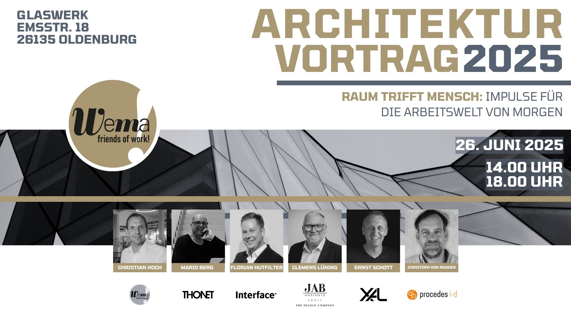 Einladung Architekturvortrag mit Referentenbildern